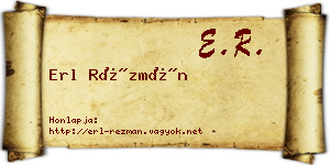 Erl Rézmán névjegykártya